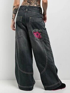 A.LAB Analog Curved Blue Wash Rave Jeans